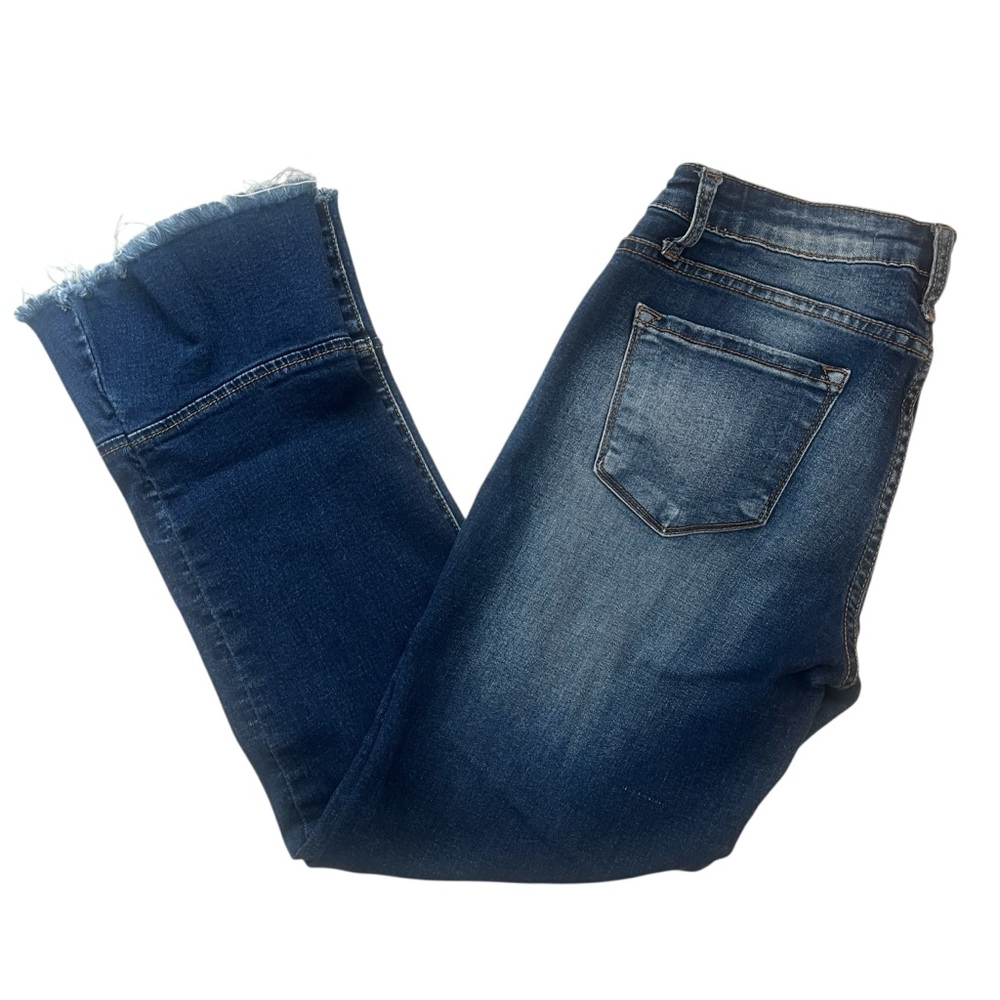 KanCan Dark Blue Stretch Distressed Cropped Flare Leg Jeans Sz 3/25 - Picture 5 of 7